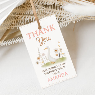 Rustieke Beige Bloemen Een Gekke Gans 1e Verjaarda Cadeaulabel