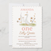 Rustieke Beige Bloemen Een Gekke Gans 1e Verjaarda Kaart (Voorkant)