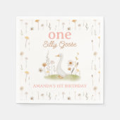 Rustieke Beige Bloemen Een Gekke Gans 1e Verjaarda Servet (Voorkant)