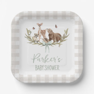 Rustieke beige bos baby shower papieren bord