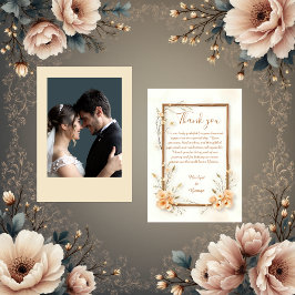 Rustieke Beige Botanische Huwelijk Bedankkaart
