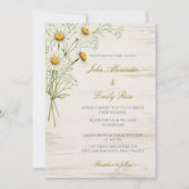 Rustieke Beige bruiloft uitnodiging met Daisy Bloe (Voorkant)