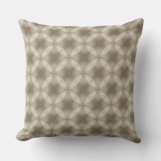Rustieke Beige & Bruine Cirkel Geometrisch Patroon Kussen (Voorkant)