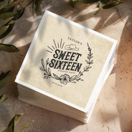 Rustieke Beige Cowgirl Bloemen Sweet Sixteen Birth Servet