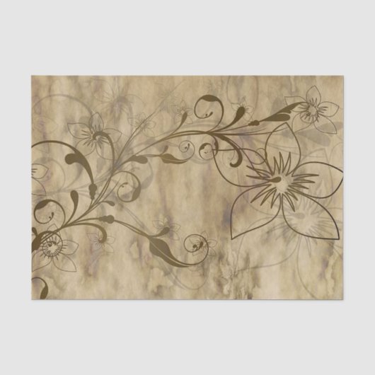 Rustieke Beige en Bruine Madelief Tissuepapier (Voorkant)