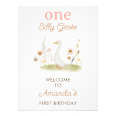 Rustieke Beige Gekke Gans 1e Verjaardag Welkom Tek Foto Afdruk (Voorkant)