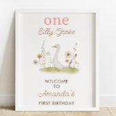 Rustieke Beige Gekke Gans 1e Verjaardag Welkom Tek Foto Afdruk