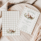 Rustieke Beige Gingham Woodland Baby Shower Kaart