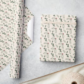 Rustieke Beige Hulstbes Bladgroen Kerst Cadeaupapier