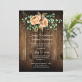 Rustieke Beige Latte Rozen Schuur Hout Ontvangst O Kaart (Staand voorkant)