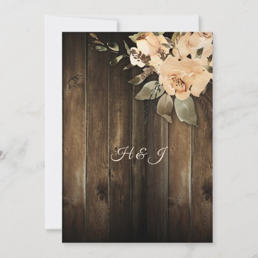 Rustieke Beige Latte Rozen Schuur Hout Ontvangst O Kaart (Achterkant)