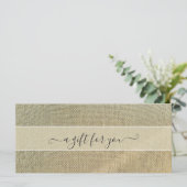Rustieke Beige Linnen Cadeaubon (Staand voorkant)