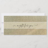 Rustieke Beige Linnen Cadeaubon (Voorkant)