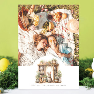  rustieke beige paasfoto gepersonaliseerd feestdagenkaart