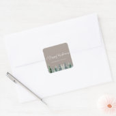 Rustieke Beige Pine Forest Holiday Gift Vierkante Sticker (Envelop)