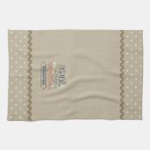 Rustieke Beige Polka Dot Christmas Monogrammed Theedoek (Horizontaal)