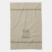 Rustieke Beige Polka Dot Christmas Monogrammed Theedoek (Verticaal)