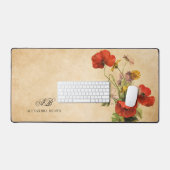  rustieke beige rode klaprozen wilde bloemen bureaumat (Keyboard & Muis)