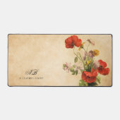  rustieke beige rode klaprozen wilde bloemen bureaumat (Voorkant)