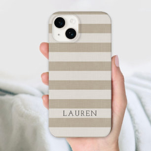Rustieke beige strepen monogram Case-Mate iPhone case