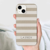 Rustieke beige strepen monogram Case-Mate iPhone case
