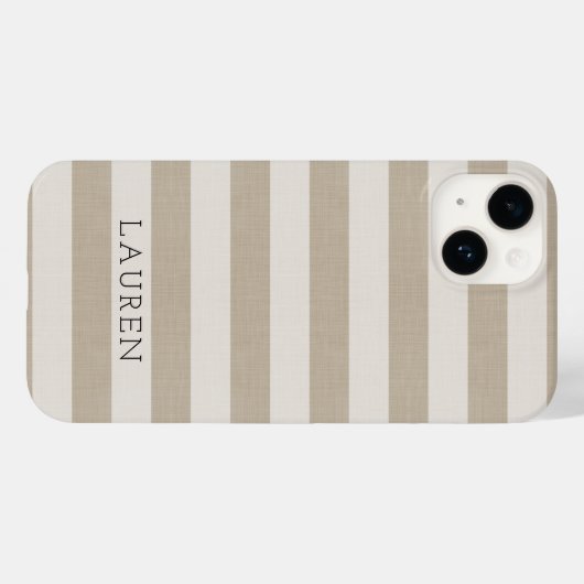 Rustieke beige strepen monogram Case-Mate iPhone case (Achterkant (horizontaal))