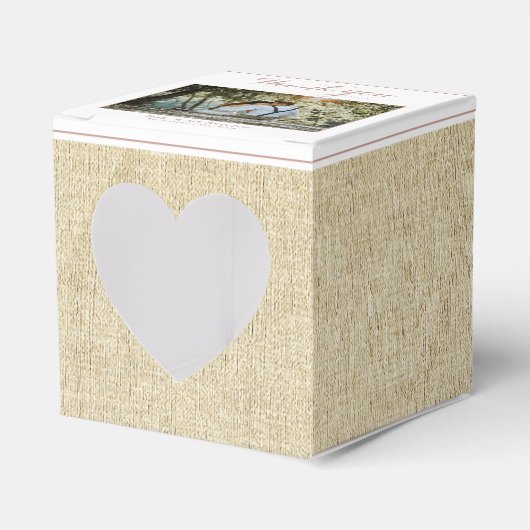 Rustieke Beige Trouwfoto Bedankt Bedankdoosjes (Voorkant Zijde)