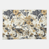 Rustieke Beige Uil Bos Bloemmotief Theedoek (Horizontaal)