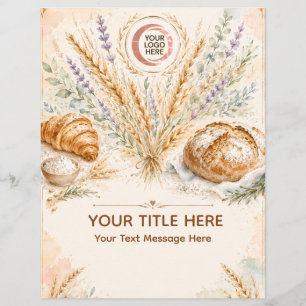 Rustieke beige waterverf tarwe bakkerij promotie flyer