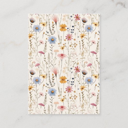 Rustieke Beige Wildflower Display Douche Informatiekaartje (Achterkant)