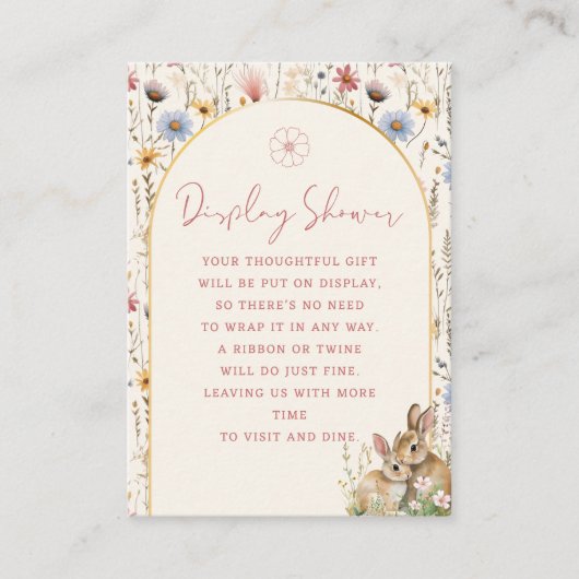 Rustieke Beige Wildflower Display Douche Informatiekaartje (Voorkant)