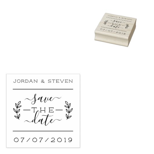 Rustieke belettering & script Save The Date Weddin Rubberstempel (Gestempeld)