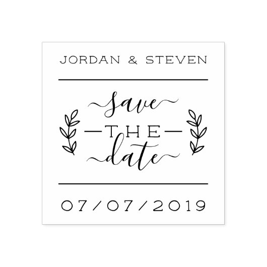 Rustieke belettering & script Save The Date Weddin Rubberstempel (Afrduk)