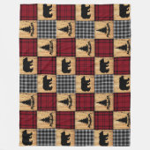 Rustieke beren bomen hout Buffalo geruit rood zwar Fleece Deken (Voorkant)