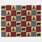Rustieke beren bomen hout Buffalo geruit rood zwar Fleece Deken (Voorkant (Horizontaal))