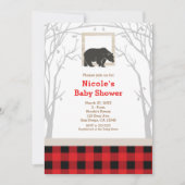 Rustieke beren geruite babyshower uitnodigingen (Voorkant)