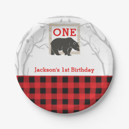 Rustieke berengestreep baby shower feest bruiloft papieren bordje