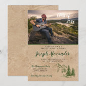 Rustieke berg Afstuderen Invitation Kaart (Voorkant / Achterkant)