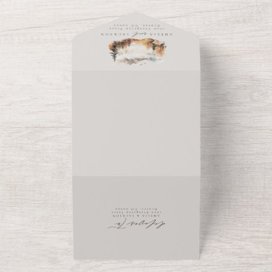 Rustieke berg all in one uitnodiging (Buitenkant)