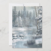 Rustieke berg blauw elegante winter bruiloft kaart (Achterkant)