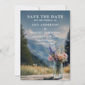 Rustieke Berg Bloemstuk Metselaars Pot Foto Trouw Save The Date (Voorkant)
