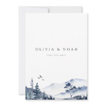 Rustieke berg Boho Evergreen Save The Date Kaart