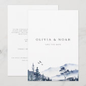 Rustieke berg Boho Evergreen Save The Date Kaart (Voorkant / Achterkant)