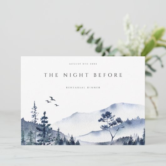 Rustieke berg Boho repetitie diner uitnodiging (Staand voorkant)