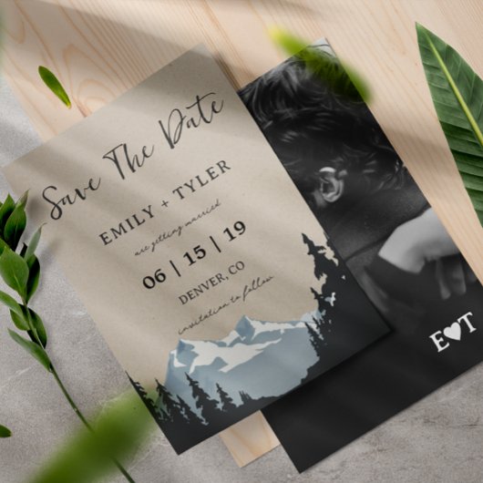 Rustieke berg bosland bos Save The Date Kaart