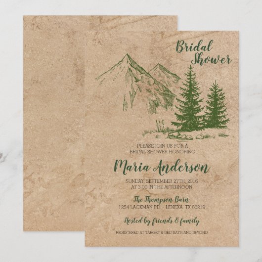 Rustieke berg bruids douche uitnodiging (Voorkant / Achterkant)