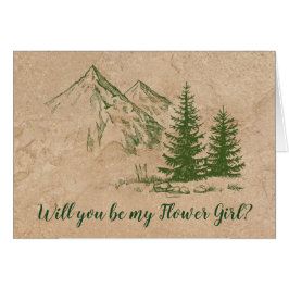 Rustieke Berg Bruiloft Bloemenmeisje Uitnodiging