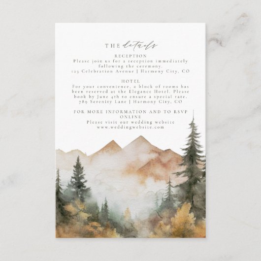 Rustieke berg bruiloft details behuizing Kaart (Voorkant)