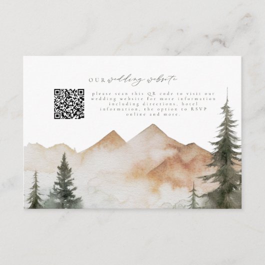 Rustieke Berg Bruiloft QR Code RSVP Informatiekaartje (Voorkant)