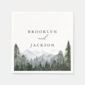 Rustieke Berg Dennenboom Bruiloft Servet (Voorkant)